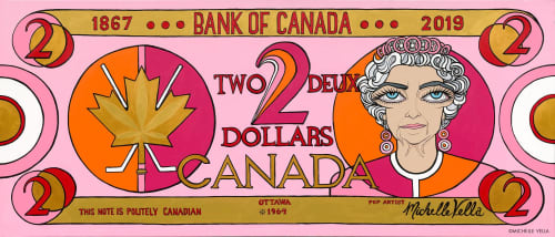 Two Dollar Bill Canadian | Oil And Acrylic Painting in Paintings by Michelle Vella Art. Item made of canvas with synthetic
