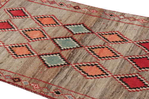 Vintage Gabbeh Persian Tribal Rug, Beige-Gray with DIamond | Area Rug in Rugs by Rug and Kilim