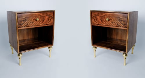Rani Nightstand | Storage by Nathan Chintala. Item composed of walnut and brass