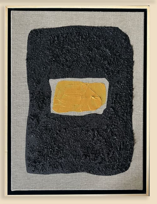 Gold and Carbon Painting on Spanish Linen Minimalist | Oil And Acrylic Painting in Paintings by RGB Fine Art. Item composed of canvas compatible with minimalism and contemporary style