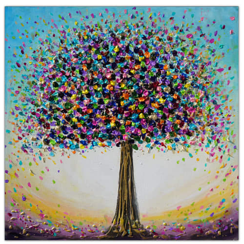 Original textured painting of tree in blossom.   Inspired by | Oil And Acrylic Painting in Paintings by Amanda Dagg. Item composed of synthetic