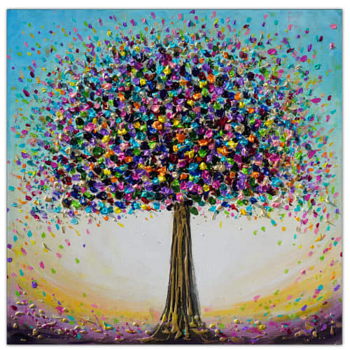 Original textured painting of tree in blossom.   Inspired by | Oil And Acrylic Painting in Paintings by DaggArt. Item composed of synthetic