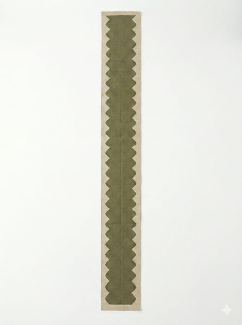 Handwoven Woolen Stair Runner Rug | Rugs by Evergreen Carpets. Item composed of wool compatible with boho and minimalism style