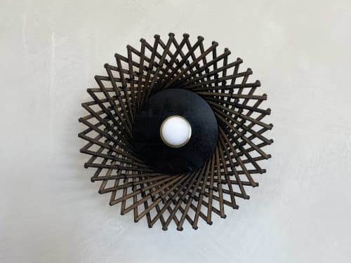 Mooda Sconce 6 | Sconces by INDO-. Item composed of wood and stone
