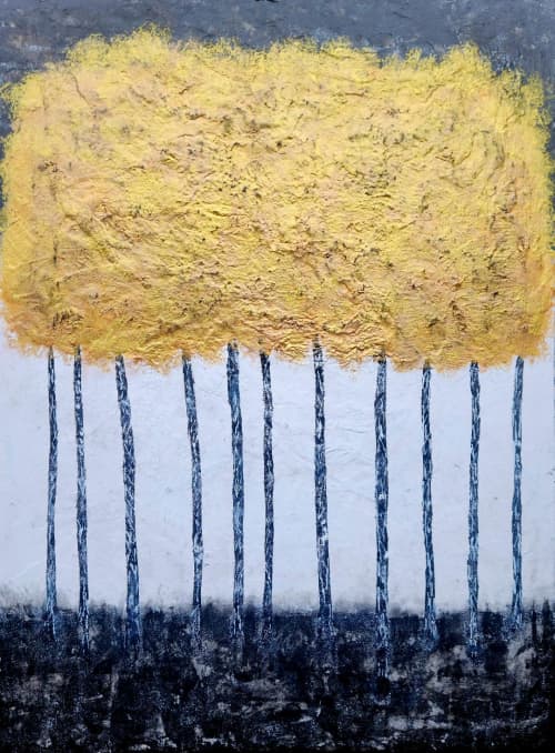 Shimmering Aspens | Oil And Acrylic Painting in Paintings by Liz Johnston. Item composed of canvas & synthetic