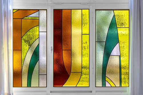 Stained Glass Triptych | Photography by Maarten Rots | Euregio Kunsthaus Bocholt in Bocholt. Item composed of glass