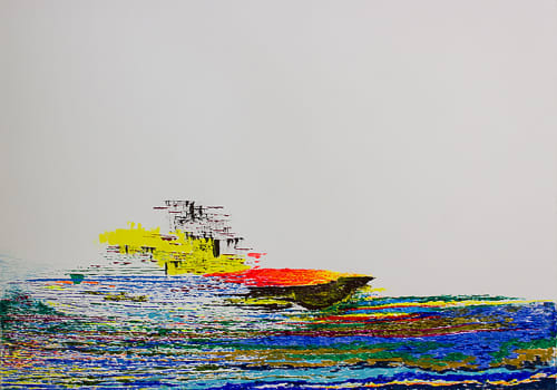 'Frigate' | Oil And Acrylic Painting in Paintings by Sangeeta Sagar. Item composed of paper and synthetic in contemporary style