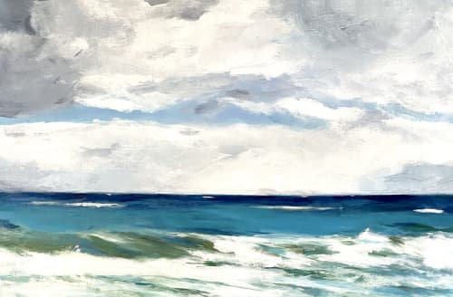 Clouds and Sea | Oil And Acrylic Painting in Paintings by Jenny Partrite. Item composed of canvas and synthetic