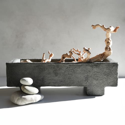 Giant Centerpiece Trough in Stone Grey Concrete | Decorative Tray in Decorative Objects by Carolyn Powers Designs. Item composed of concrete compatible with contemporary and country & farmhouse style