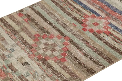 Vintage Zeki Müren Runner in Polychromatic Geometric Stripes | Area Rug in Rugs by Rug and Kilim