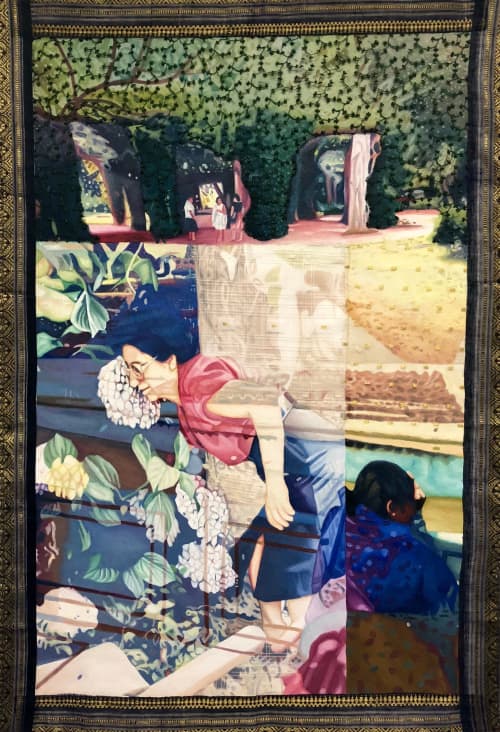 The Harvest - textile painting | Oil And Acrylic Painting in Paintings by Melissa Patel. Item made of canvas & synthetic