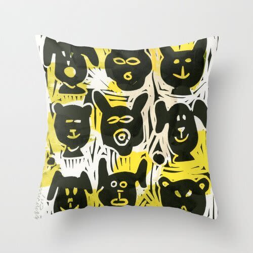 Square Pillow Dogs | Pillows by Pam (Pamela) Smilow. Item made of fabric