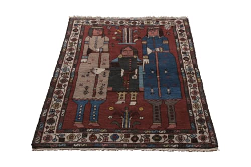 Hand-Knotted Antique Lori Persian Rug in Brown Pictorial | Area Rug in Rugs by Rug and Kilim