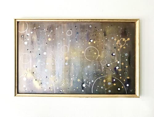 Gold Framed Metallic Bronze Wall Art | Oil And Acrylic Painting in Paintings by NAMYOONSOOART. Item composed of wood and synthetic