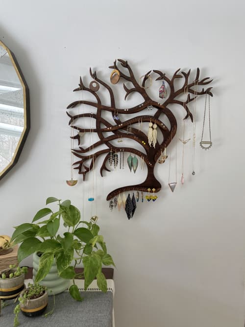 Wall Mounted Jewelry Display Organizer | Wall Sculpture in Wall Hangings by Lauren Mollica Woodworking. Item made of wood