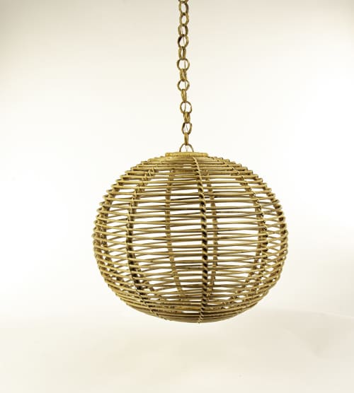 Handmade Rattan Circle Hanging Lampshade | Pendants by Amara. Item composed of wood compatible with boho and contemporary style