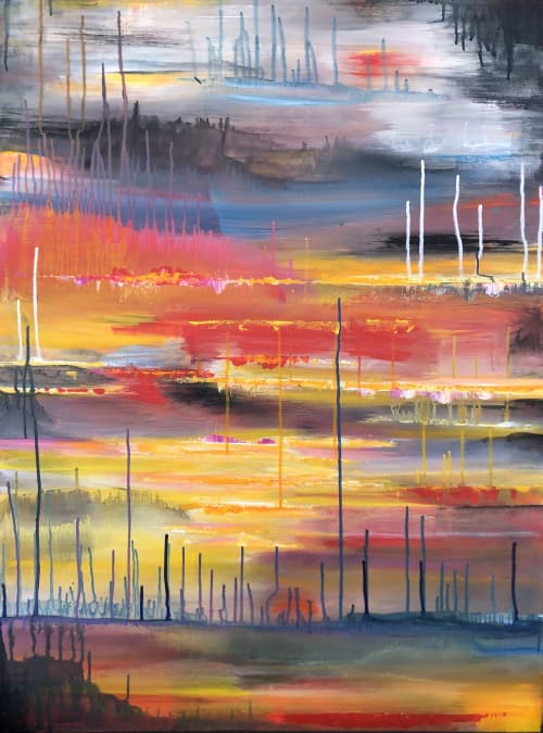 The Sunset | Oil And Acrylic Painting in Paintings by KARDIMAGO. Item made of canvas & synthetic