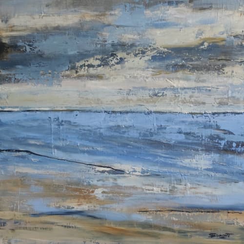 Littoral Normand | Oil And Acrylic Painting in Paintings by Sophie DUMONT.. Item made of canvas works with contemporary & japandi style