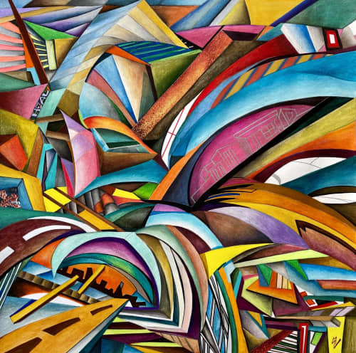 'Healing Metro' | Oil And Acrylic Painting in Paintings by Sangeeta Sagar. Item composed of paper in contemporary or modern style