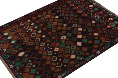 Rug & Kilim’s Baluch Tribal Rug in Burgundy with Colorful | Area Rug in Rugs by Rug and Kilim