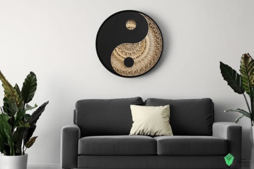 Taijitu (Yin Yang) | Wall Sculpture in Wall Hangings by Mohamad Aaqib. Item composed of wood in contemporary or mediterranean style