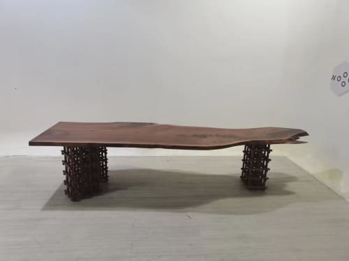 Paris Black Walnut Solid Wood Slab 10-14 Seater Table | Dining Table in Tables by Holzsch