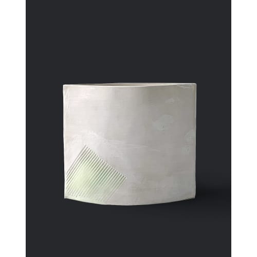 Chartreuse Block Wind Vase Sculpture | Sculptures by AKIKO TSUJI. Item made of ceramic