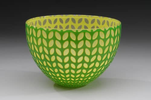 Spring Green Petal Bowl | Dinnerware by Carrie Gustafson. Item composed of glass