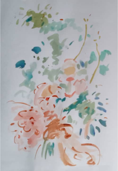 Aabstract flower 2 | Watercolor Painting in Paintings by Cumin Studio. Item made of paper works with boho & minimalism style