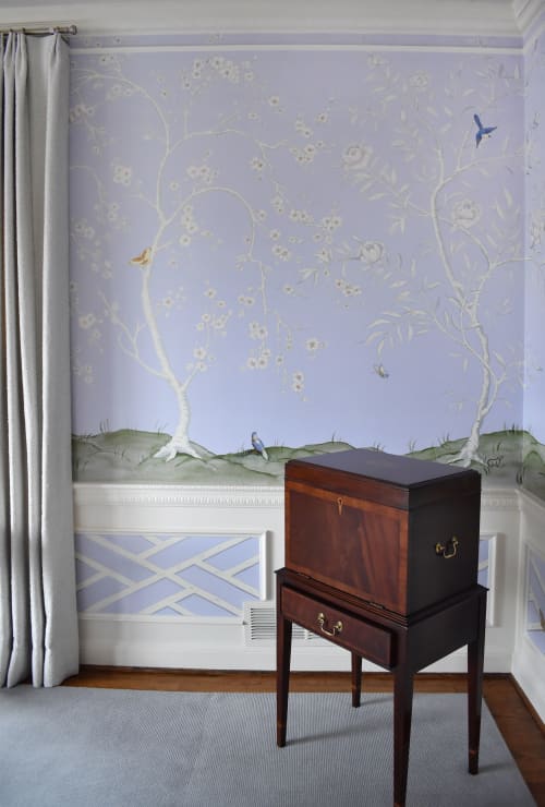 Lavender Chinoiserie Mural | Murals by Nicolette Atelier. Item composed of synthetic