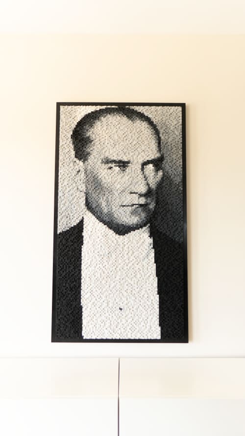 Commander Ataturk Black & White | Wall Sculpture in Wall Hangings by Beyhan TURGUT & Arda GANIOGLU. Item made of wood works with contemporary style