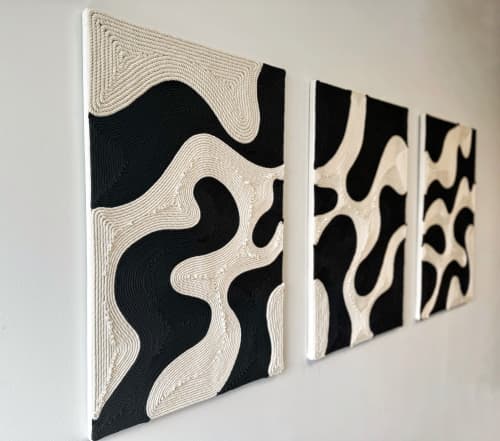 "Monochrome" Fiber Art Wall Hanging | Tapestry in Wall Hangings by SOJA Art Studio. Item composed of canvas in minimalism or contemporary style