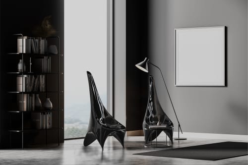 "Nyx" Contemporary lounge chair in black lacquered fiberglas | Chairs by Carcino Design. Item works with contemporary & eclectic & maximalism style
