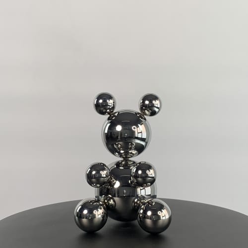 Small Stainless Steel Bear 'Diksy' | Sculptures by IRENA TONE. Item made of steel works with minimalism & art deco style