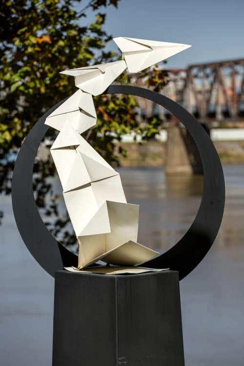 Plane Folding | Public Sculptures by KevinBoxStudio | Little Rock River Market in Little Rock