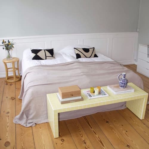 Coffee Table, Light Yellow | Tables by IKON KØBENHAVN. Item composed of wood and ceramic in minimalism or industrial style