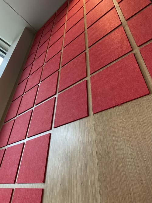 DASH Sound Dampening Wall | Paneling in Wall Treatments by NINE O | Mountain America Credit Union in Rexburg. Item composed of birch wood