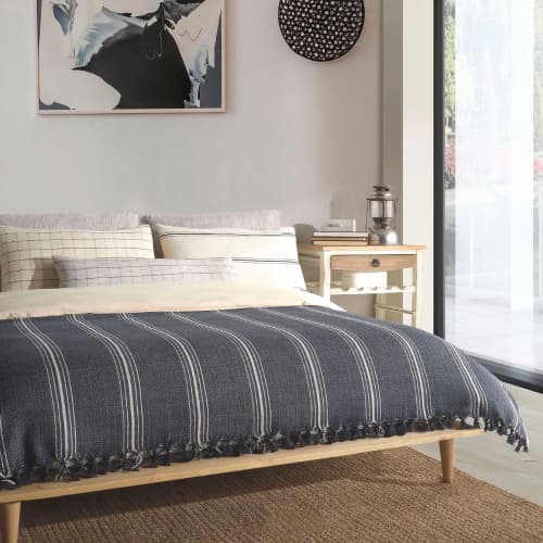 Navy discount bed throw