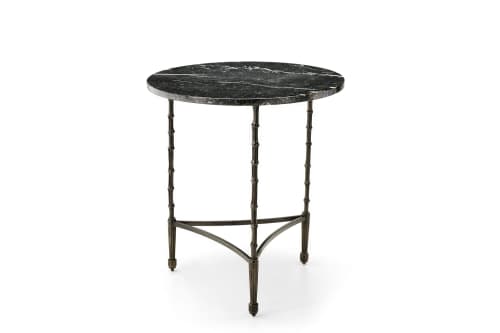 Bamboo 06 amber/burnished brass finishes | Side Table in Tables by Bronzetto. Item made of brass with marble