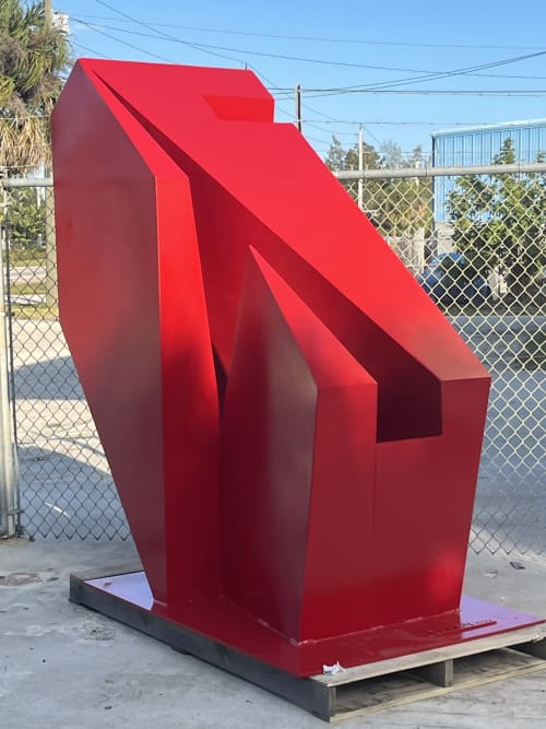 Custom aluminum sculpture. Powder-coated. | Public Sculptures by Avidon Design | Reeves Art + Design in Houston. Item made of steel works with minimalism & contemporary style