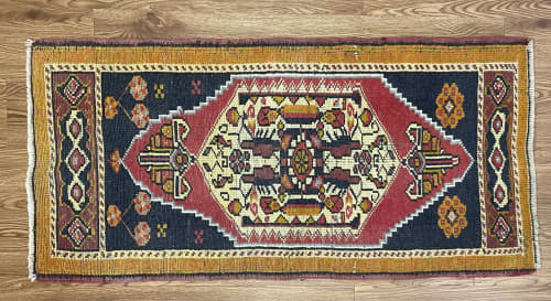 Hand-woven Turkish Rug Doormat| 1.10 x 3.9 | Small Rug in Rugs by Wool and Rug. Item made of wool compatible with boho and contemporary style