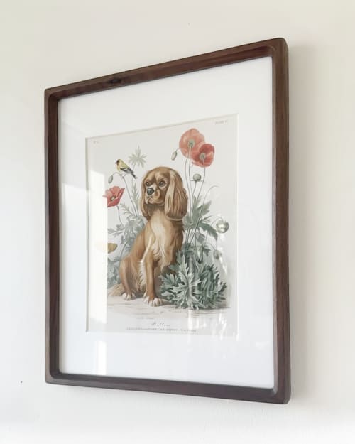 Bespoke Pet Portrait | Prints by Studio Linnæus. Item made of walnut & glass compatible with boho and mid century modern style