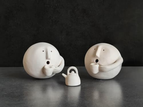 Tea Break (Tea for two) | Sculptures by Aman Khanna (Claymen)ˇ | Claymen in New Delhi. Item composed of ceramic