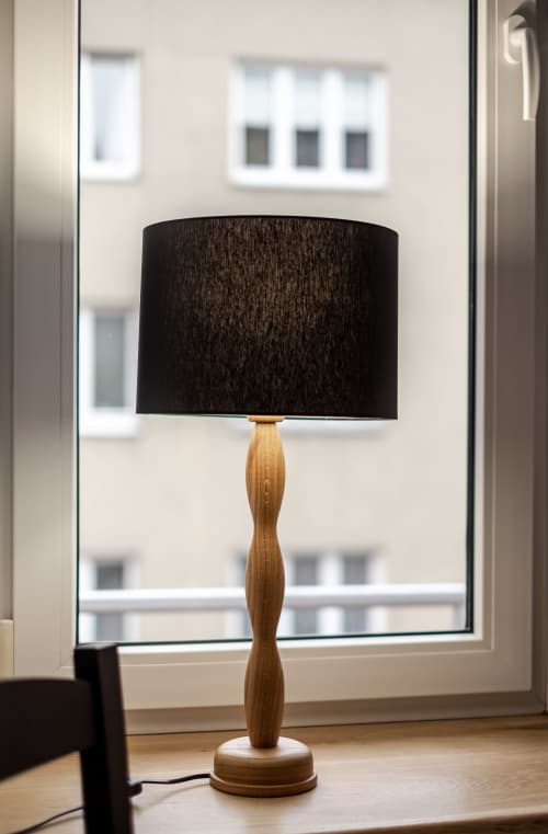 Hand Turned Oak Table Lamp By, Hand Turned Wooden Table Lamps
