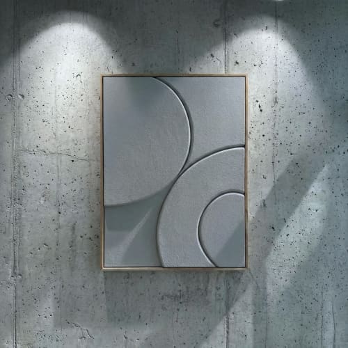 Grey Relief | Sculptural Textured Wall Art | Wall Sculpture in Wall Hangings by DY atelier. Item made of oak wood & marble compatible with minimalism and contemporary style