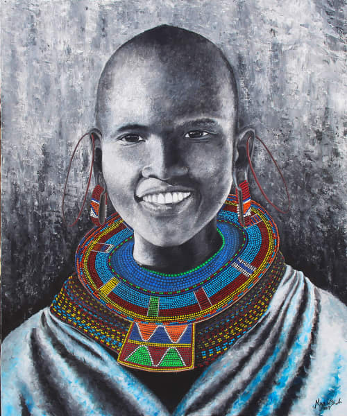 Beauty in the beads | Oil And Acrylic Painting in Paintings by Mwenye painter | Private Residence in Worcester. Item composed of canvas and synthetic