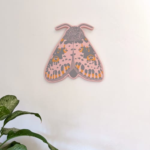 Moth Painting on Wood | Wall Sculpture in Wall Hangings by Melissa Arendt. Item made of wood