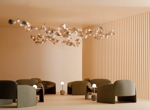 Dune 16 Curve in Metallic Tones Pendant Light | Chandeliers by MOSS Objects. Item made of metal works with contemporary & japandi style