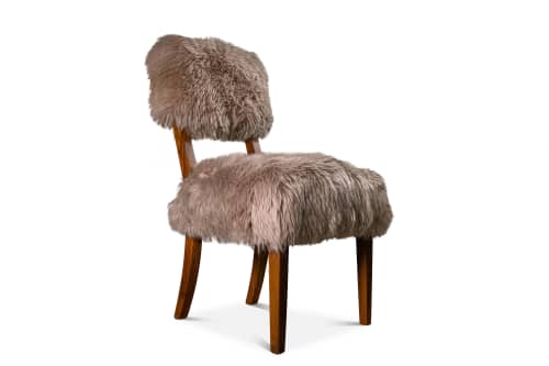 Dining Chair in Wood and Sheepskin by Costantini, Luca Ovino | Chairs by Costantini Design. Item made of wood with fabric