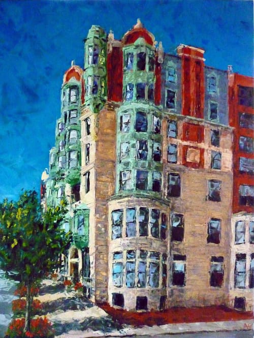 4 Charlesgate East, Boston | Oil And Acrylic Painting in Paintings by Ann Gorbett Palette Knife Paintings. Item made of synthetic